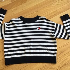 Tommy Hilfiger Women’s Navy and White Striped Sweater with Heart Logo